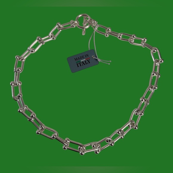 Mia Fiore Necklace Sterling Silver Plated Bronze Made In Italy U Line New - Picture 7 of 16